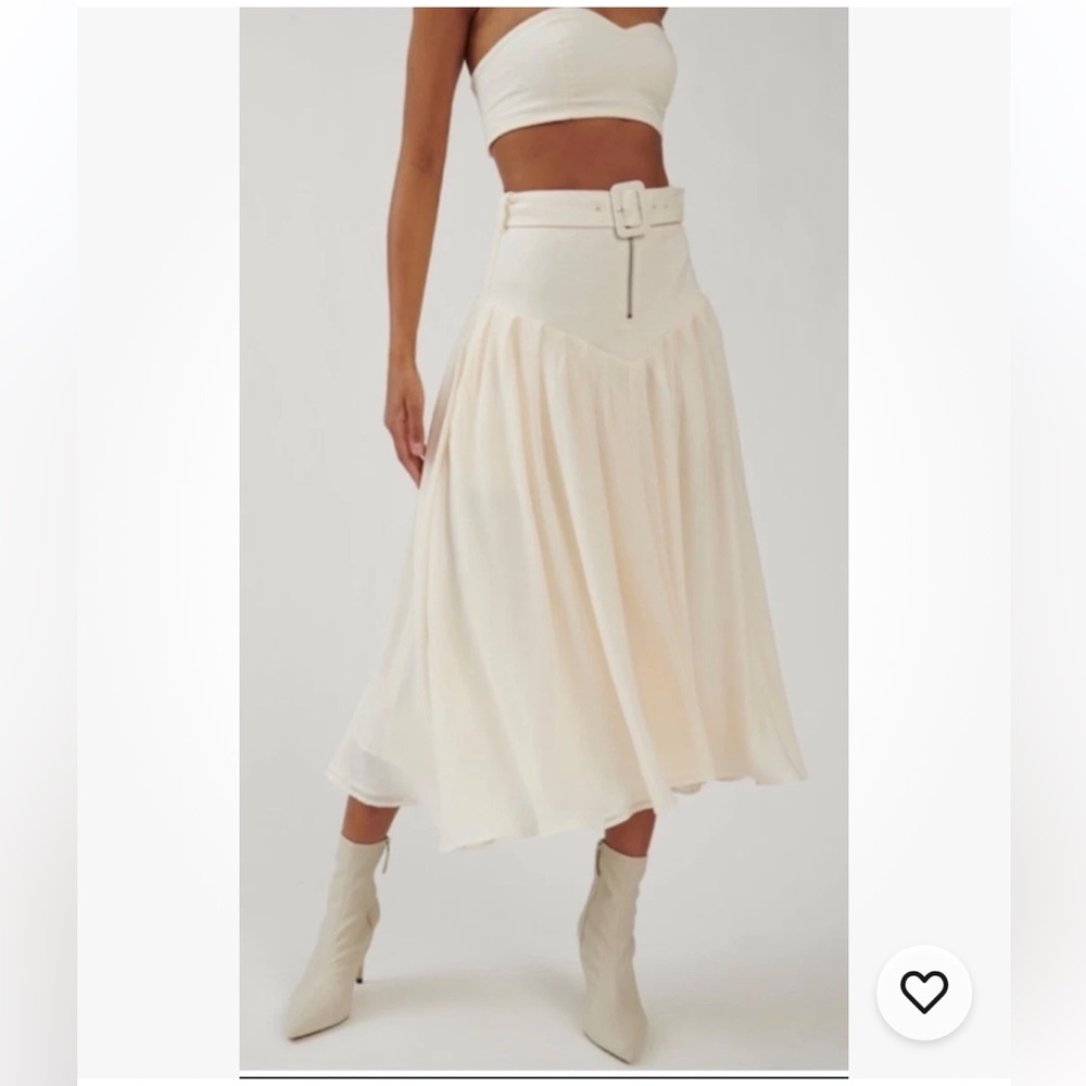 NEW The Bright Side Nomad Midi Skirt Denim Chiffon High Waist Rocky Barnes L - Picture 4 of 16